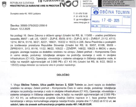 Odločba MNVP za komunalno opremljanje Kneže (14.2.25)